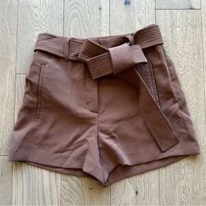Aritzia Wilfred Jallade High Waist Nutmeg Shorts with Elegant Bow size 0